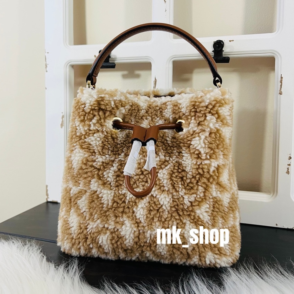 Michael Kors Faux Fur Shearling Suri Small Bucket Crossbody XBody Bag
